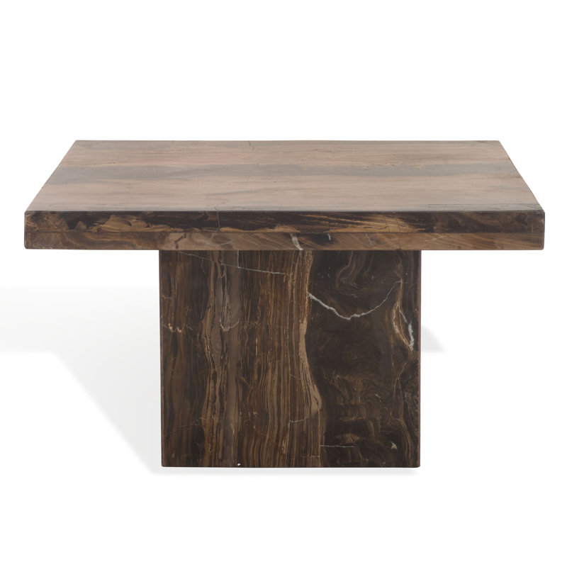 Pristina Tall Square Marble Accent Table, Brown, 12" H x 21" W x 21" D