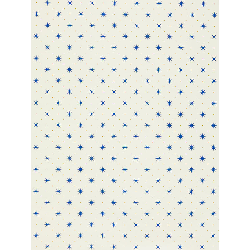 TRIXIE WALLCOVERING, Blue & Gold on White