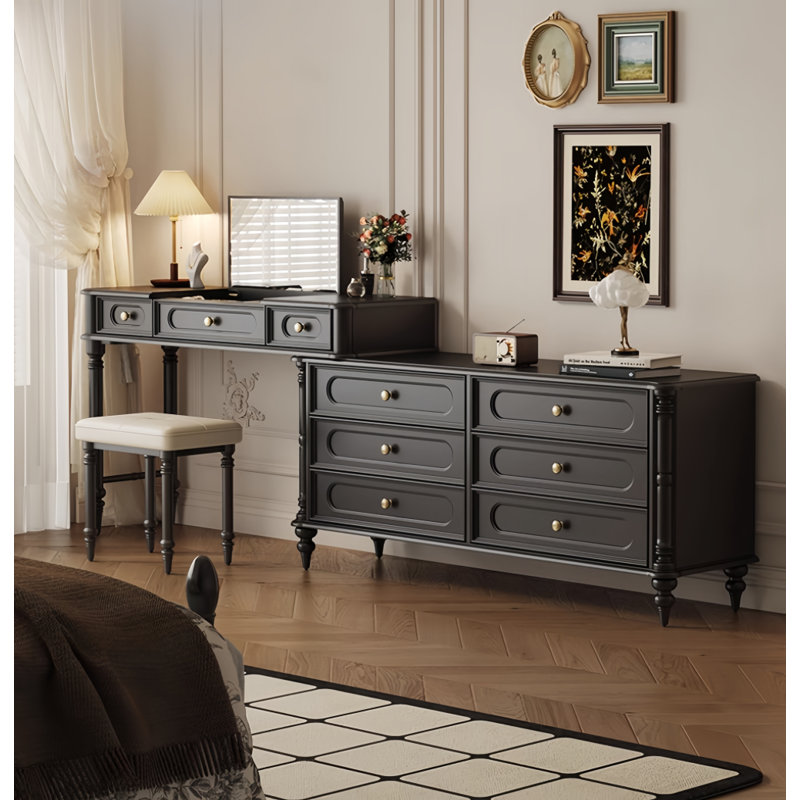 Vintage Simple Solid Wood Dresser, Black