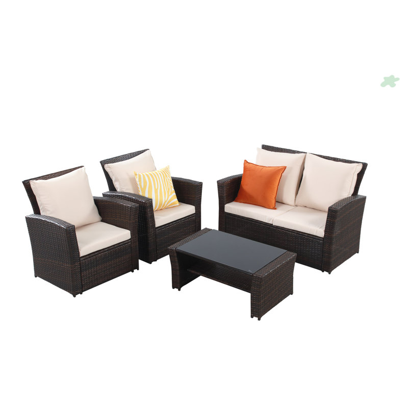 Ensemble de meubles de patio 4 pièces en osier de rotin PE