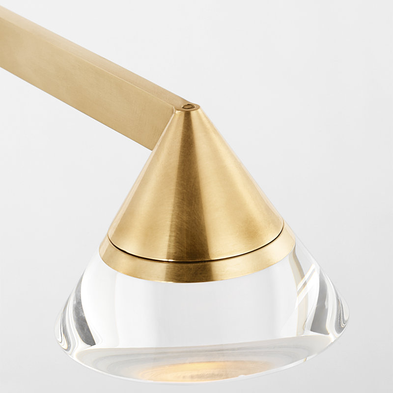 Midrand LED Desk Table Lamp, Hand-Rubbed Antique Brass, Clear