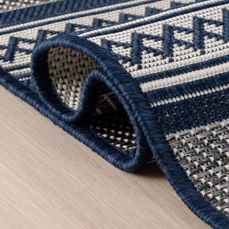  Riselia Indoor/Outdoor Abstract Area Rug, Rectangle 4' x 6', Blue