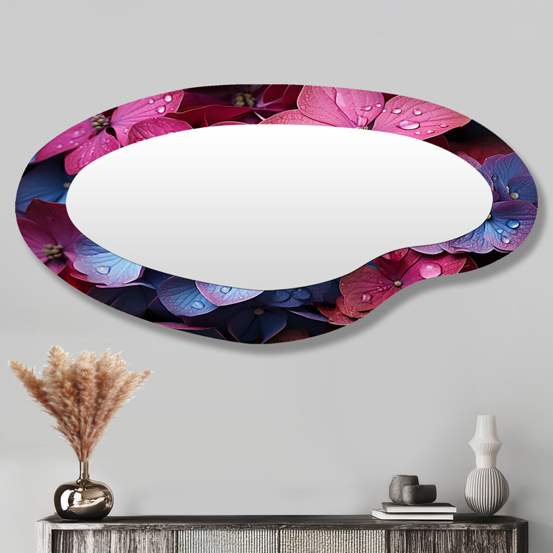 Grand miroir mural Neon Pink Hydrangea Harmony II - Hydrangea