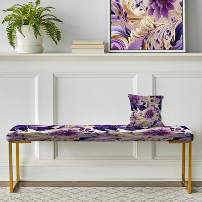 Purple Lavender Persian Paisleys - Paisley Upholstered Gold Bench