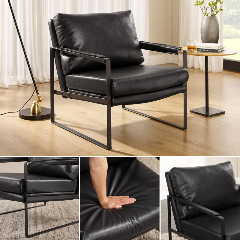 Faux Leather Armchair, Black