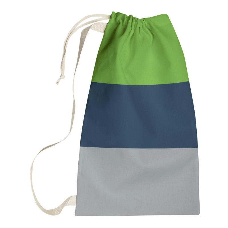 Fabric Laundry Bag with Handles, Medium (36" H x 28" W x 1.5" D), Pittsburgh Gray Side/Blue Mid