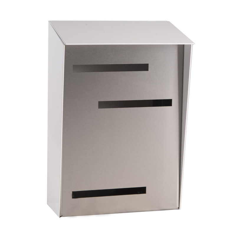 9 in x 12 in Steel Wall Mounted Mailbox, White/Stainless
