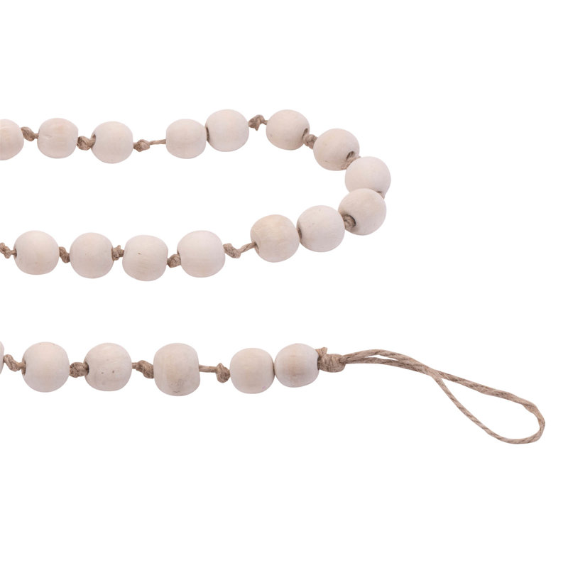 Guirlande de perles en bois (ensemble de 2), Beige, L 5 pi 1 po