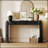 Natural Wood Grain Entryway Table With Fluted Design, Oval Top, And 2 Drawers For Elegant Storage And Display-133189254