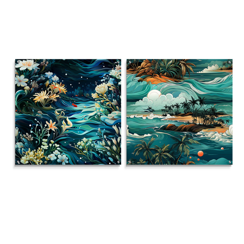 Ensemble de 2 verres muraux en acrylique Rogerson, H 36 po x l 73 po