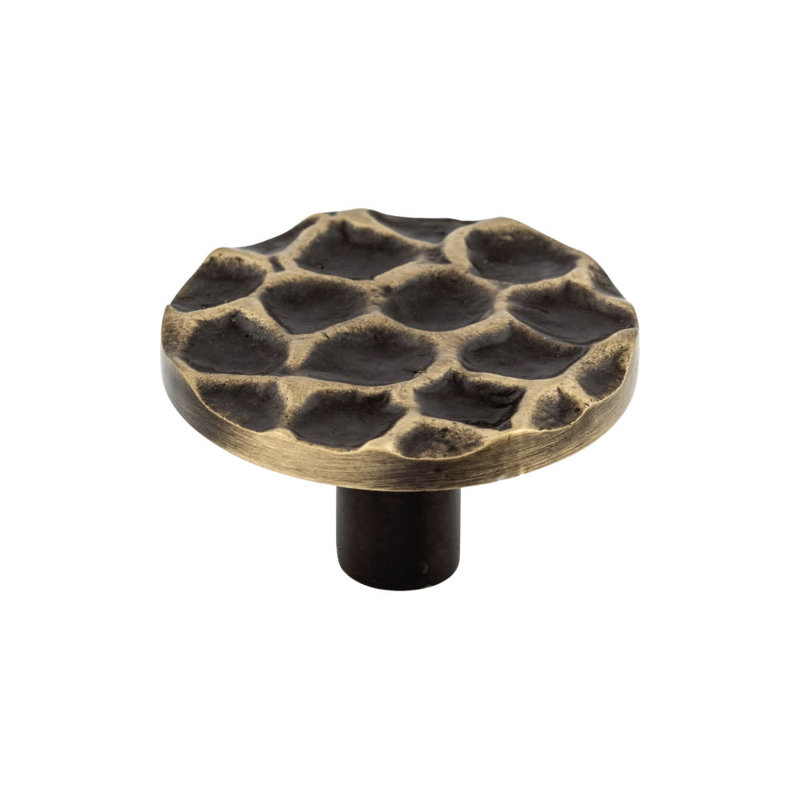 Cobblestone Round Knob, 1 15/16" Knob Diameter, Brass Antique