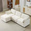 Canapé moelleux 3 places: canapé modulaire 3 places + repose-pieds avec coussins en chenille + 2 coussins décoratifs - taille compacte pour appartement, salon, chambre à coucher