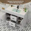 Meuble-lavabo autoportant Breonica de 42 po avec lavabo intégré en résine, design cannelé moderne, fini laqué PU résistant à l'eau, portes et tiroirs à fermeture amortie pour la rénovation de votre salle de bain.-971597540