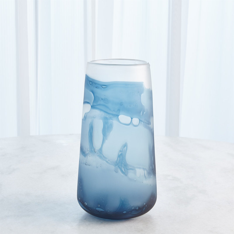 Handmade Glass Table Vase, 13.25" H x 7.25" W x 7.25" D