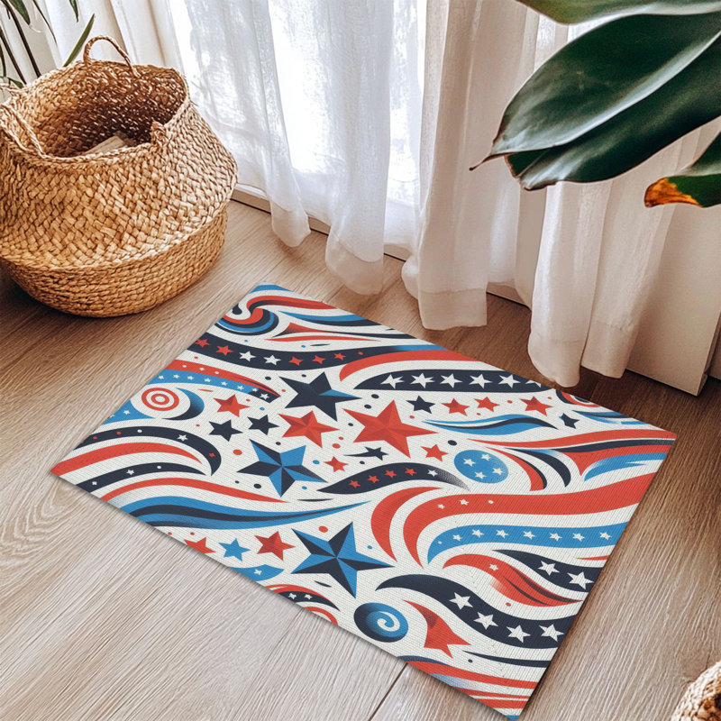 Tapis tressé Bold Patriotic Lines, Rectangulaire 3 pi x 5 pi