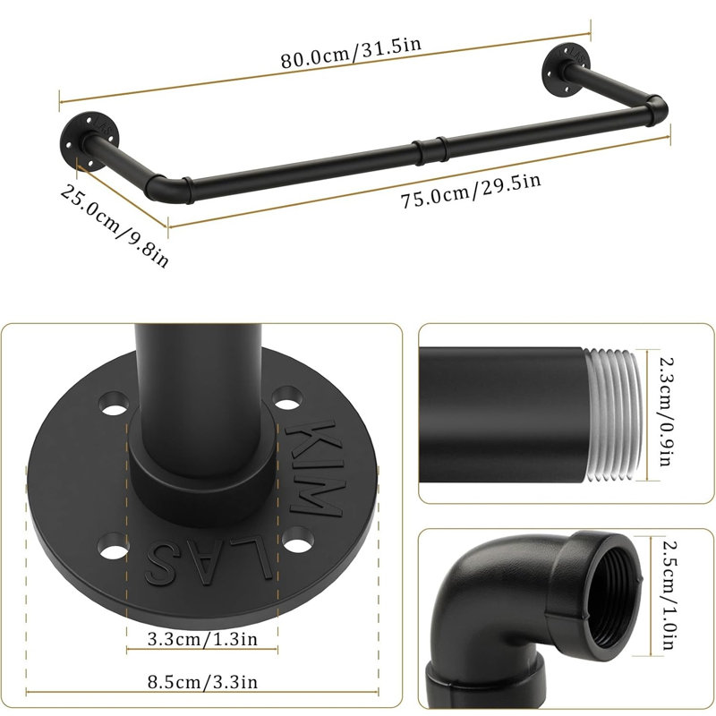 80cm Adjustable Wall Mounted Clothes Rack