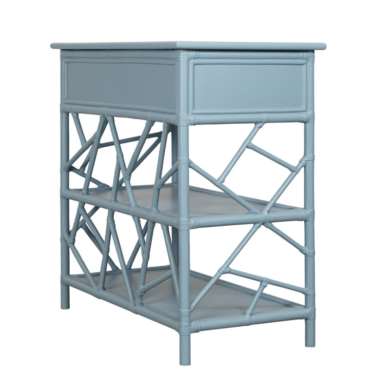 End Table with Storage, Pool Blue