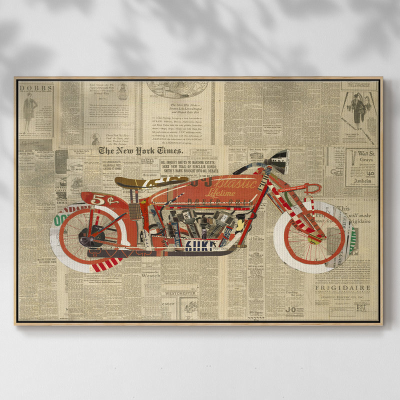 Toile tendue avec châssis rétro vintage rouge prêt à accrocher, H 27 po x l 41 po x P 2 po