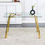 Table rectangulaire avec plateau en verre trempé et pieds en métal doré, minimaliste moderne pour la décoration de salles à manger-1482619893
