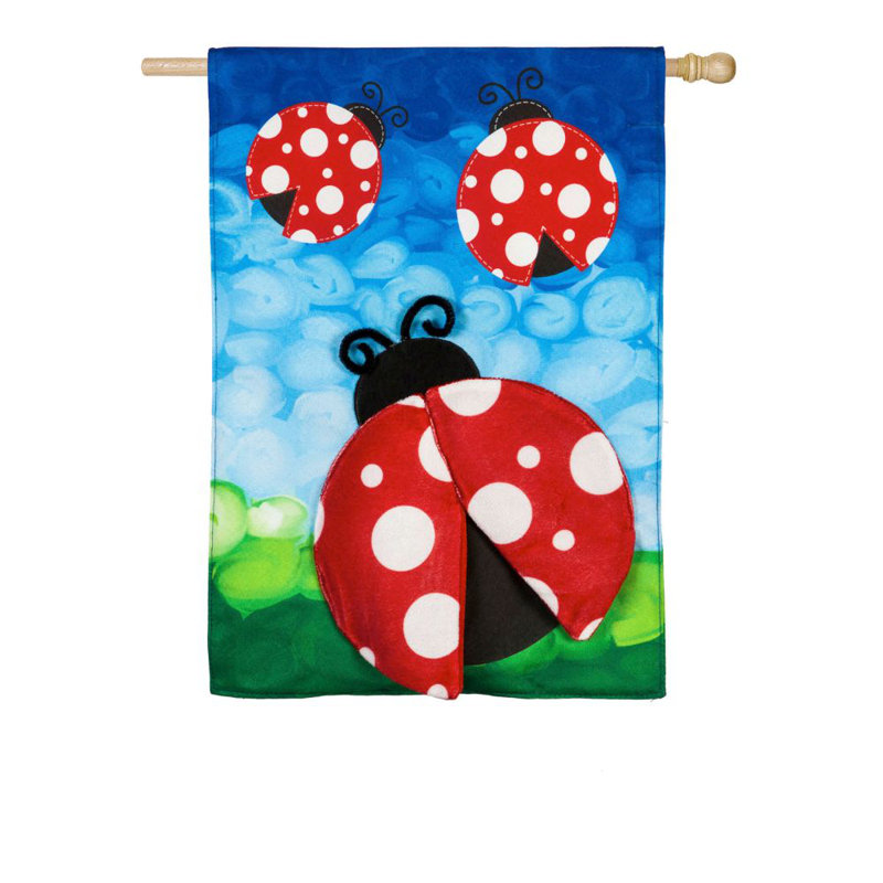 Lin 2 côtés 44 x 28 po coccinelles drapeau maison