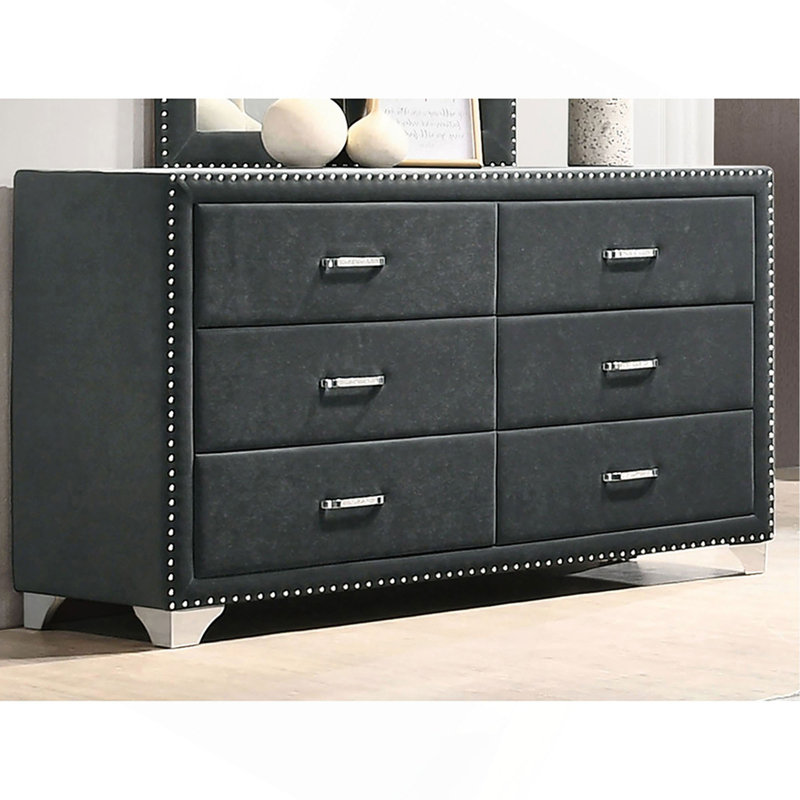 Commode et commode rembourrées bleu pacifique, Gris