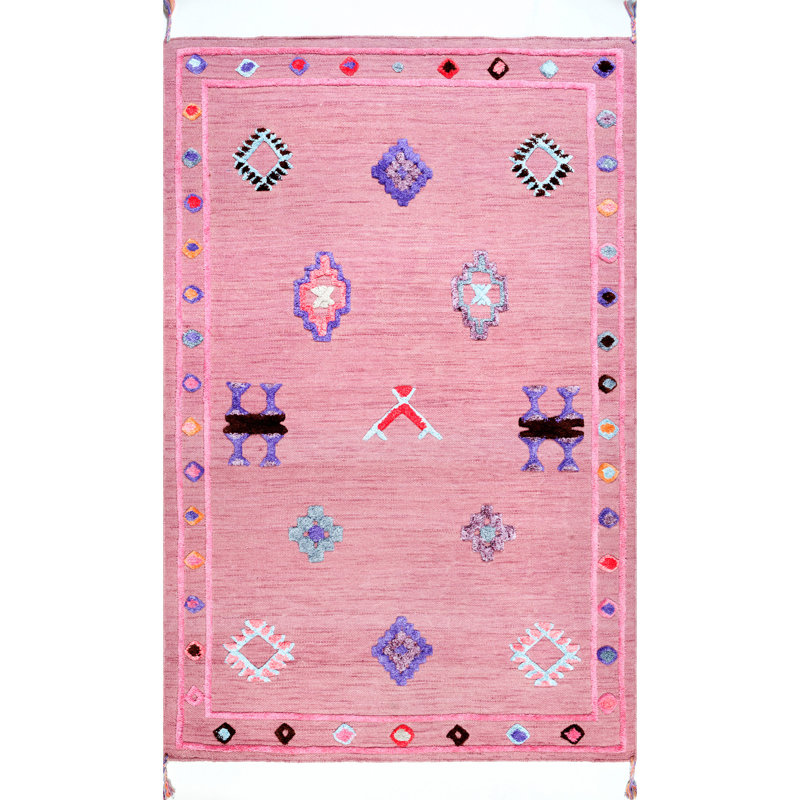 Tapis rose Southwestern, Rectangle 8 pi 3 po x 11 pi