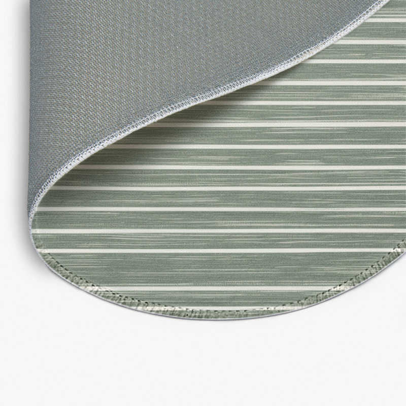 HorizontalStripes Green Indoor and Outdoor Area Rug, Round 5'