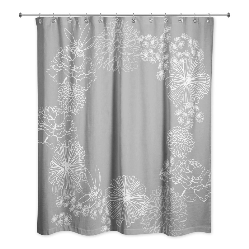 Warrenup Floral Shower Curtain, Light Gray