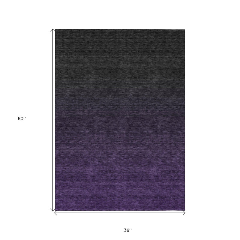 Tapis d'extérieur lavable abstrait 3 pi x 5 pi mauve et gris anthracite