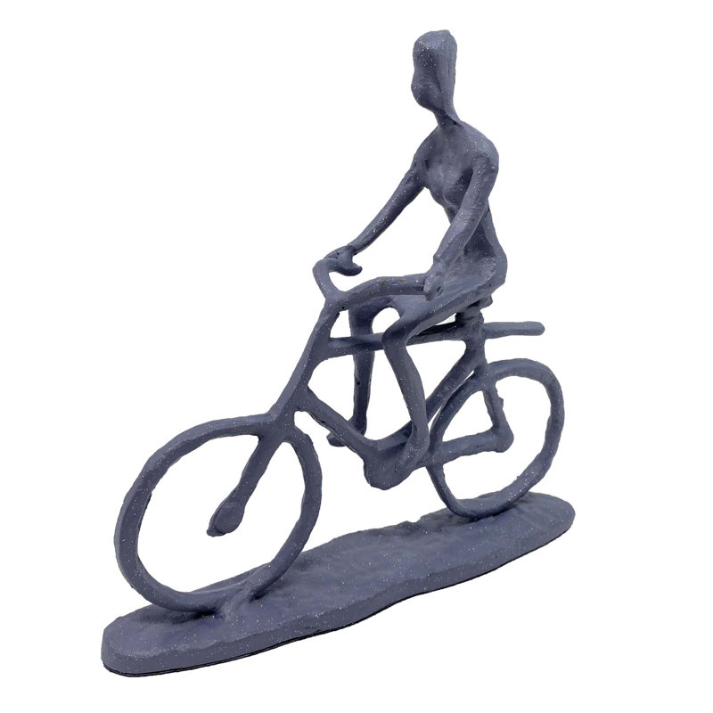 Alaya BICYCLE MAN Iron Figurine 19cm, Grey Shimmer