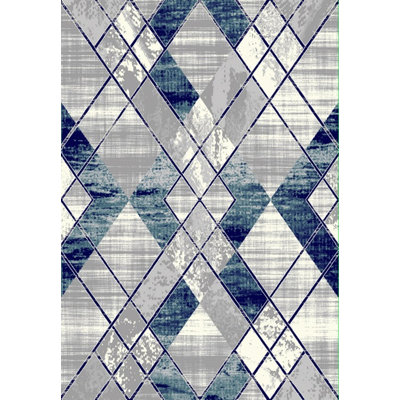 Tapis décoratif gris à motif géométrique touffeté Herndon