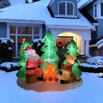 Décoration de Noël gonflable à DEL pour père Noël et renne - 8 pi