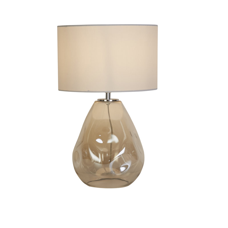Aaryav Glass Table Lamp, Off-White, Champagne