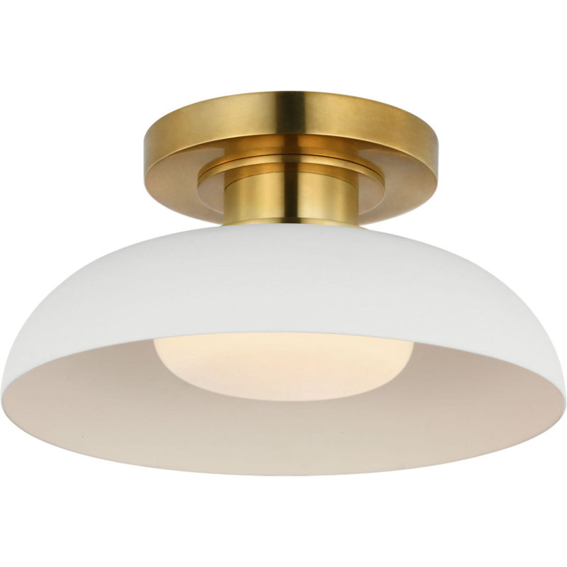 Cyrus 8" Flush Mount with White Glass, Hand-Rubbed Antique Brass