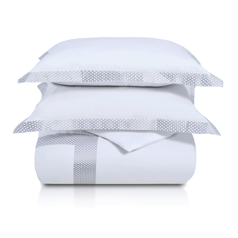 White Cotton Embroidered Twin/Twin XL Duvet Cover Set