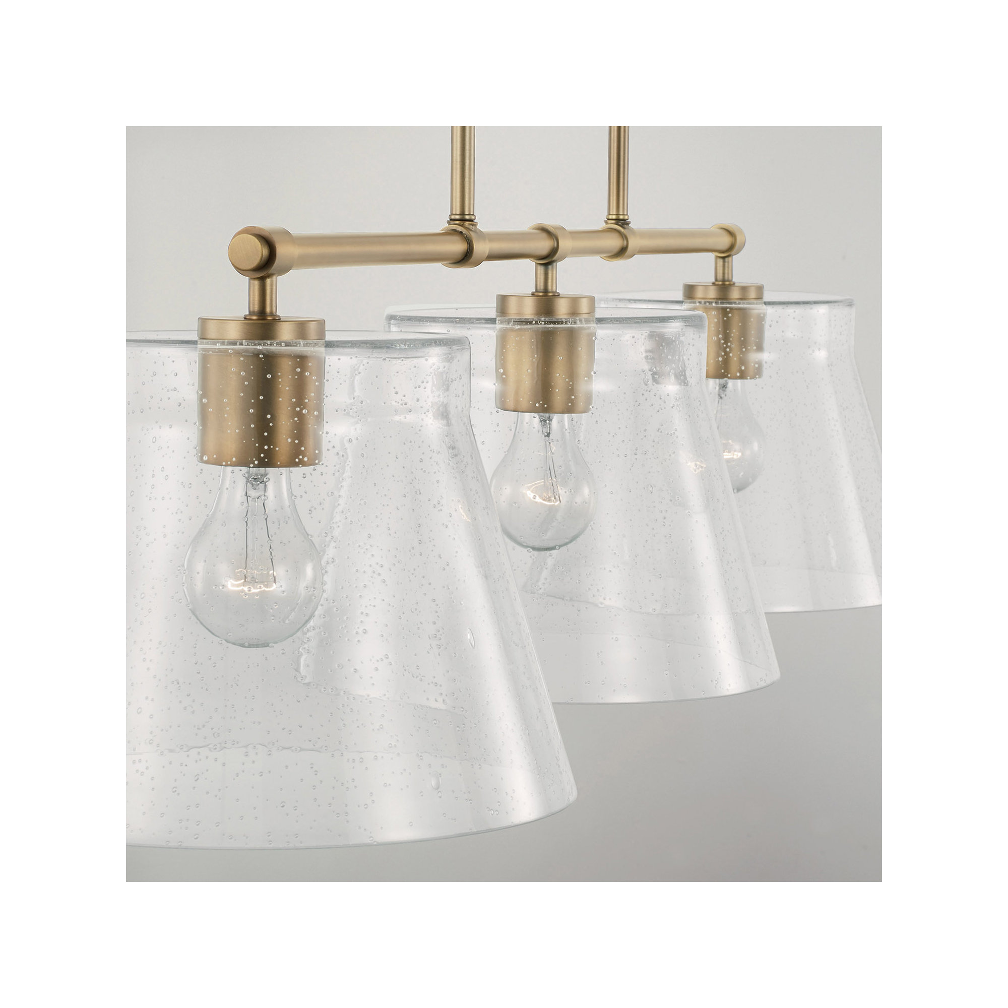 Alorie 3 Light Glass Dimmable Pendant, Aged Brass