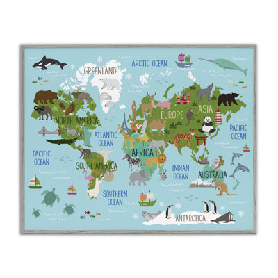 Kid's Animal World Map Favorite Régional par - impression