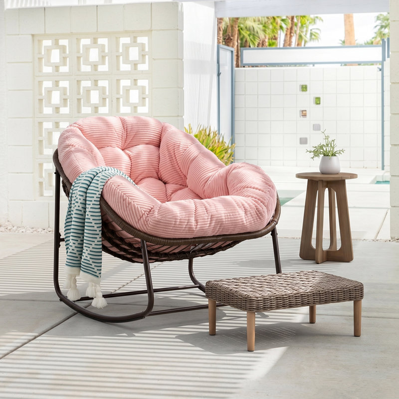 Fauteuil Papasan berçant surdimensionné pour patio, Rose