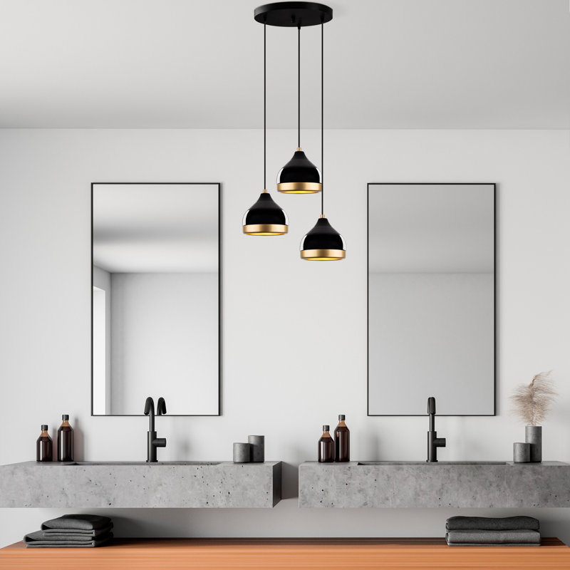 Lustre réglable élégant, structure en métal noir, 14,6 po x 14,6 po x 43,7 po | 3 x douilles E27 (40 W maximum) | Hauteur réglable de 9,8 à 43,7 pouces | Design moderne pour le salon, la salle à manger et le vestibule, ampoule non incluse