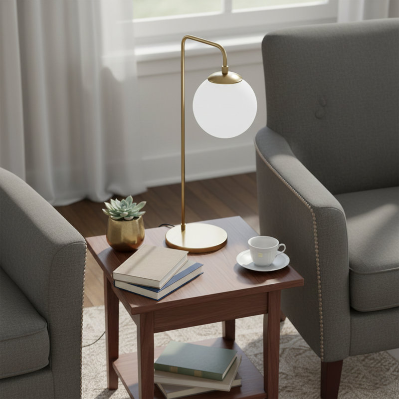 Lampe de bureau en verre Galen, Transparent, Bronze