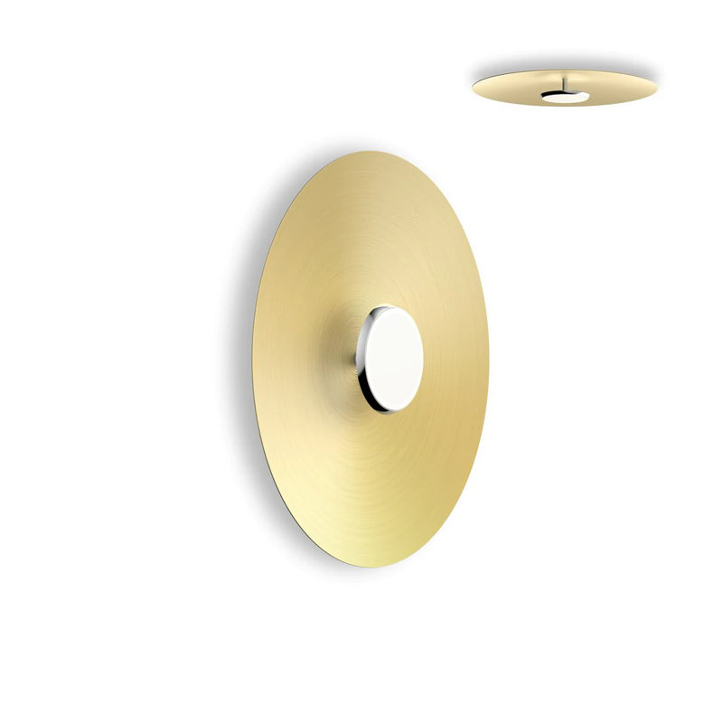 Sky Flush Dome, Brushed Brass, 24" H x 24" W x 4" D, Polished Aluminum