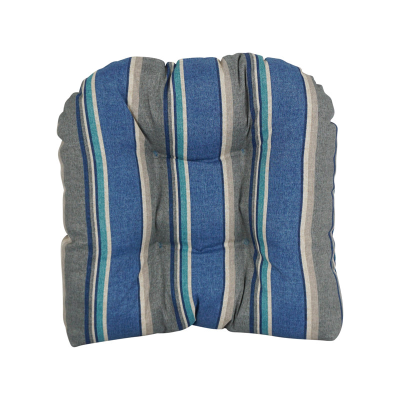Outdoor 5'' Dining Chair Seat Cushion, Gray/Blue