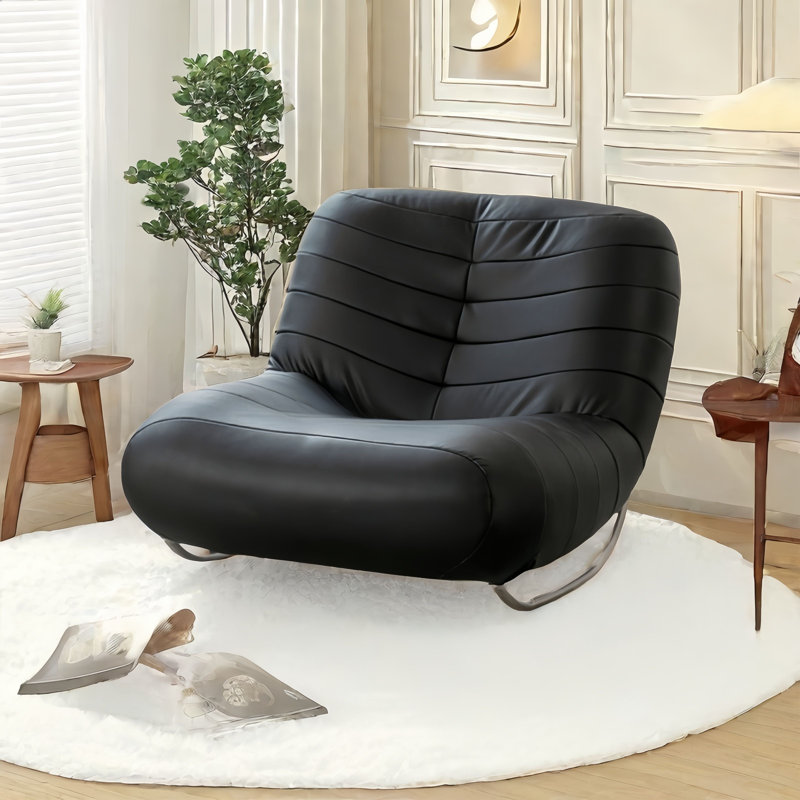 Modern Upholstered Rocking Chair, Black