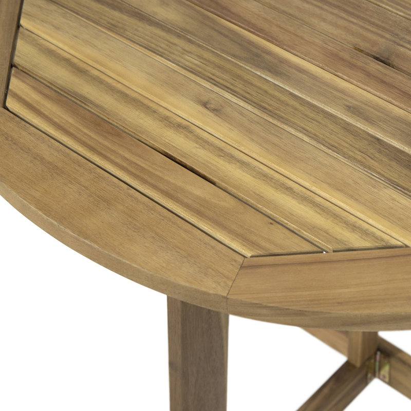 Table demi-ronde en bois naturel pliable pour bistro écoénergétique fabriqué en bois