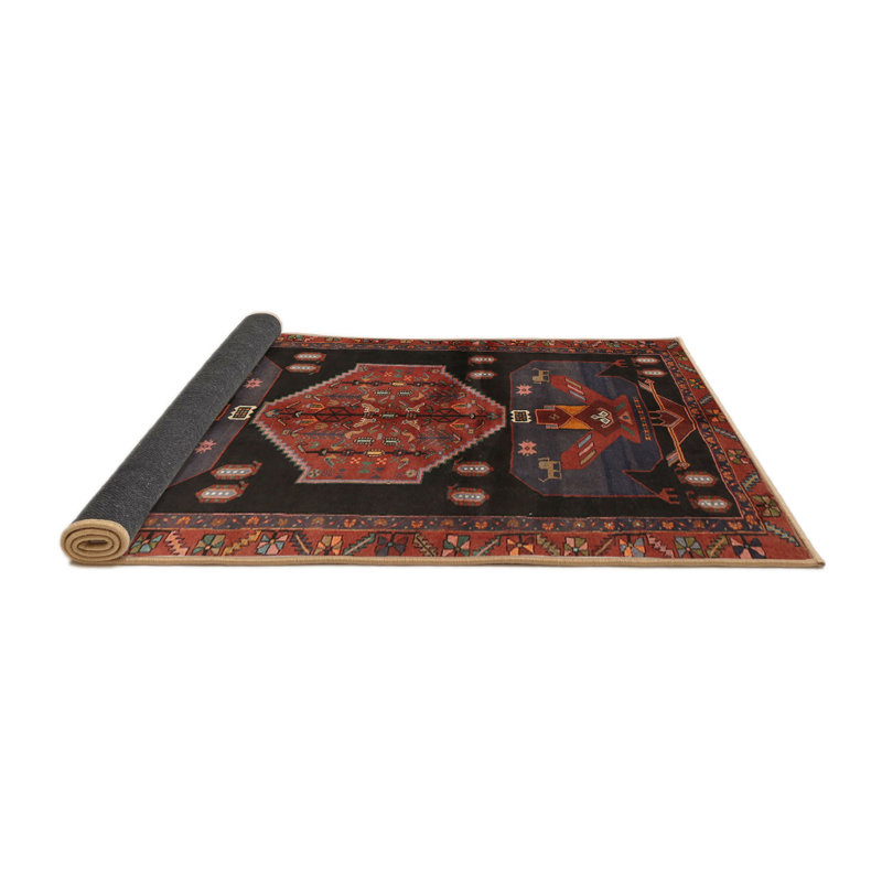 Tapis traditionnel mehroon/noir/bleu, Rond 5 pi