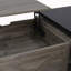Table basse à plateau relevable Farmhouse avec portes de grange, grand espace de rangement caché, supports latéraux et tablettes ouvertes-2147394118