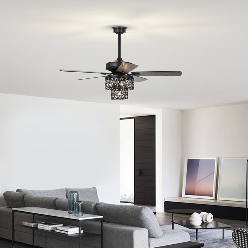 Ventilateur de plafond standard à 5 pales de 52 po avec télécommande et ensemble d'éclairage Dariush