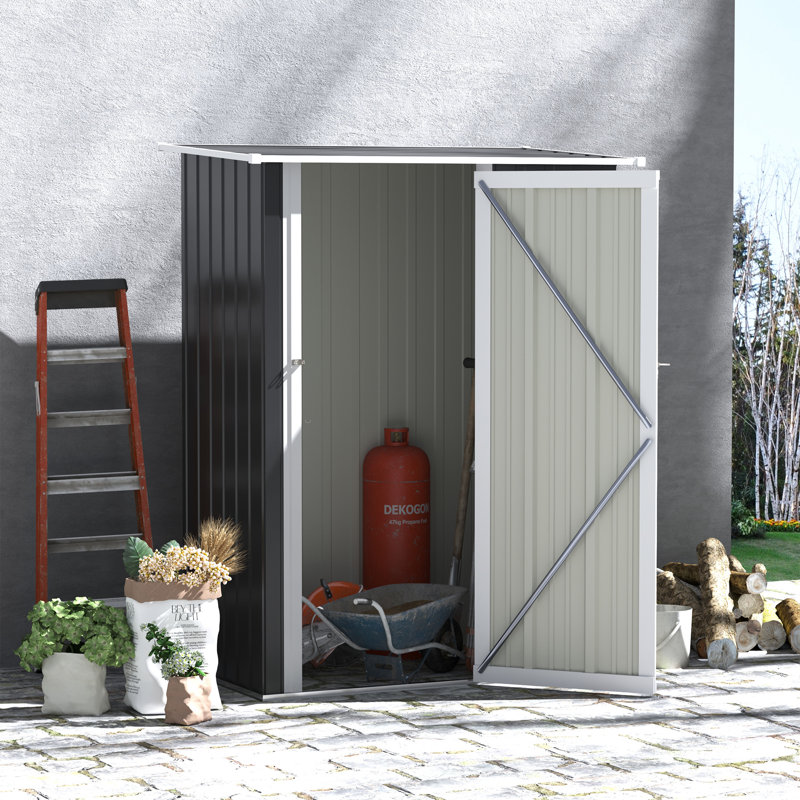 Storage 4 ft. 8 in. W x 2 ft. 9 in. D Metal Lean-To Tool Shed, Gray