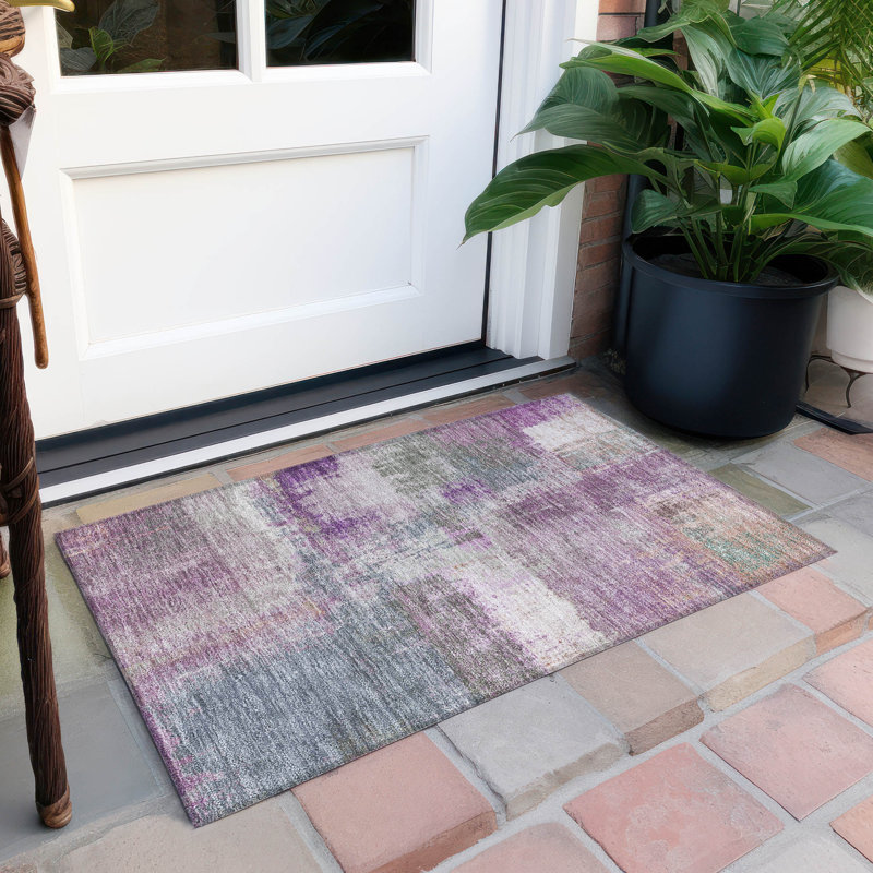 Red Rectangular Easy Care Synthetic Washable Rug