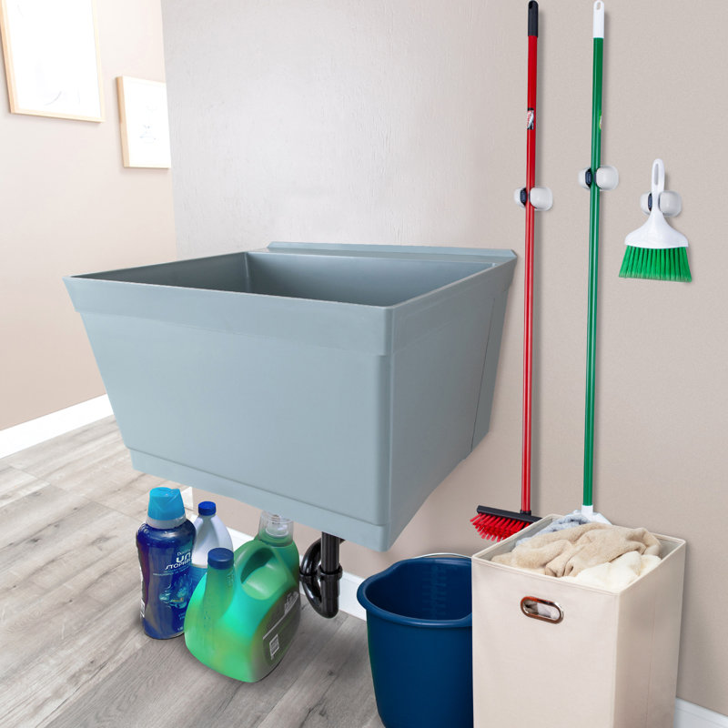 23'' L x 24'' W Wall Laundry Sink, Gray